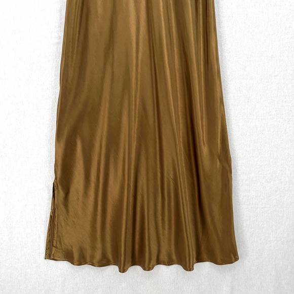 ENZA COSTA Dress Womens Medium Fatigue Satin Bias Slip Maxi Spaghetti Strap NWOT - Picture 7 of 15